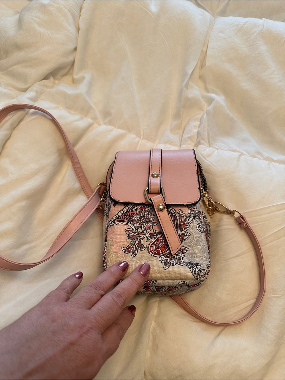 Pink Paisley Crossbody Bag